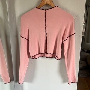 Urban Outfitters Pink Cropped Ruffle Blouse